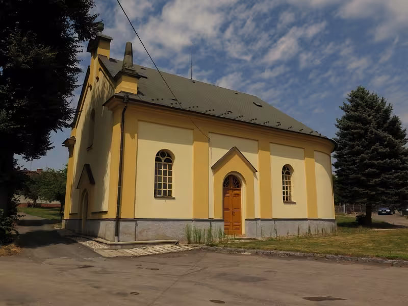 Dnešní pohled – evangelický kostel ve Džbánově