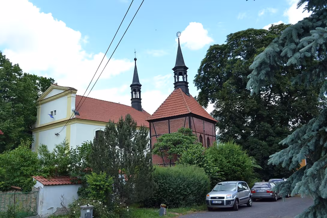 Dnešní pohled – kostel Nanebevzetí Panny Marie (Církvice)