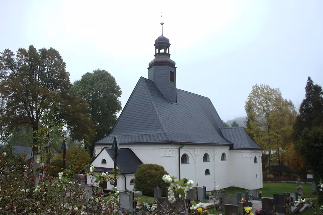 Dnešní pohled – kostel Nanebevzetí Panny Marie (Milotice nad Opavou)