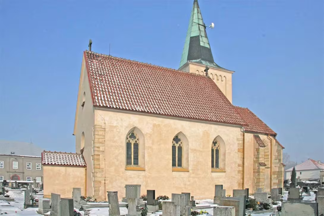 Dnešní pohled – kostel Zvěstování Panny Marie (Živanice)
