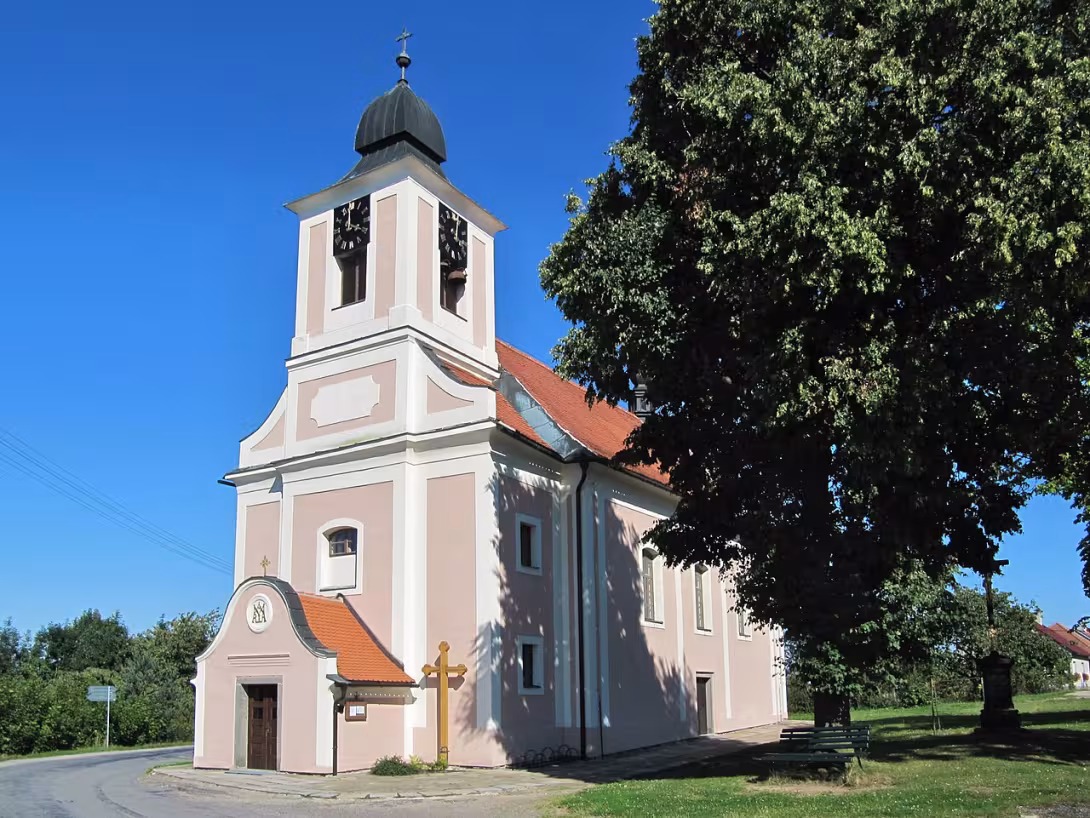 Dnešný pohľad – kostel svaté Barbory (Pyšel)