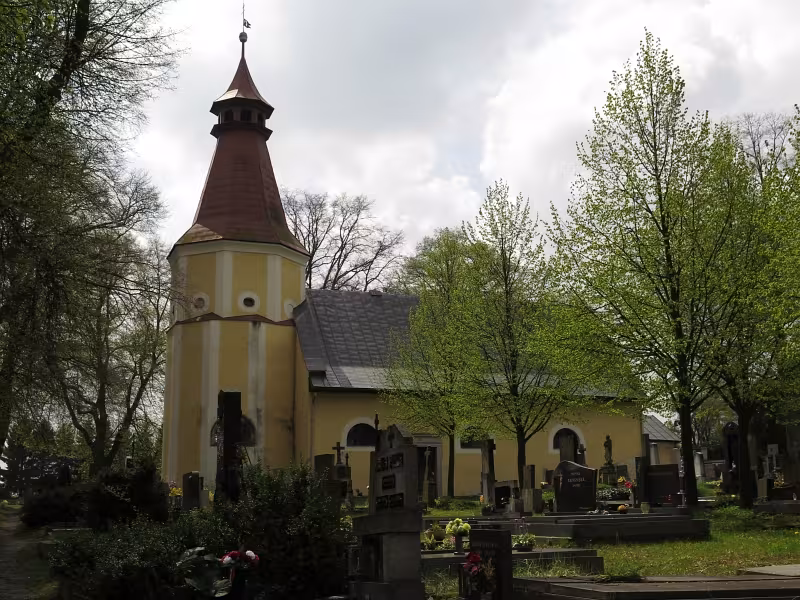 Dnešní pohled – kostel svaté Barbory (Pacov)
