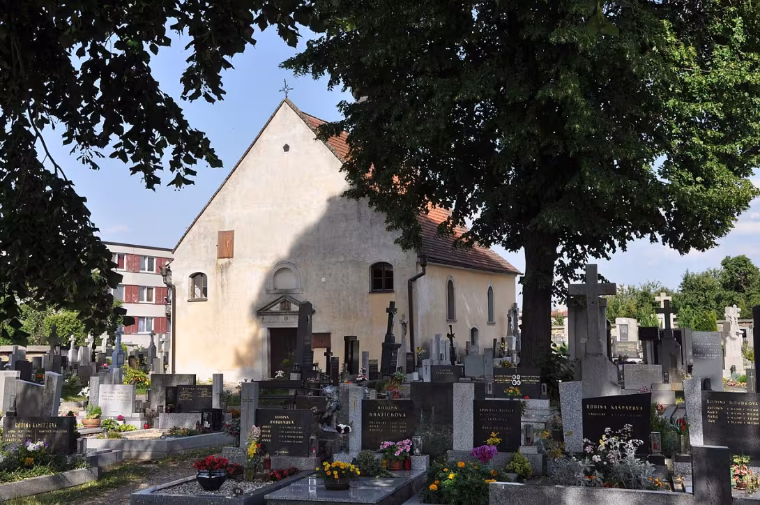 Dnešní pohled – kostel svaté Barbory (Batelov)