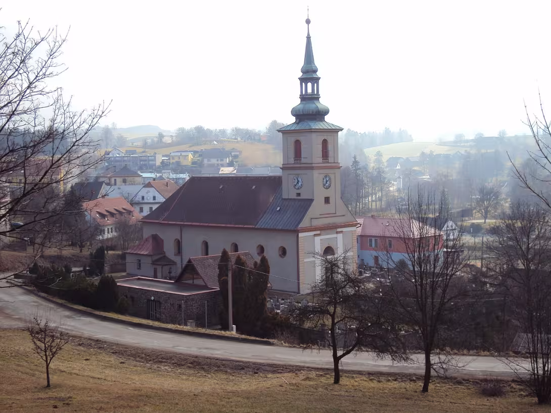 Dnešní pohled – kostel svatého Jakuba Staršího (Bystřec)