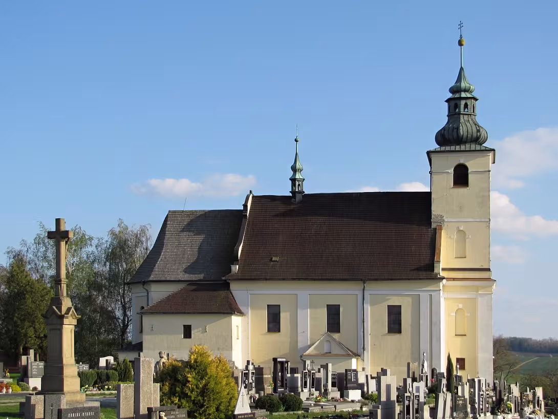 Dnešní pohled – kostel svatého Jakuba Většího (Ježov)