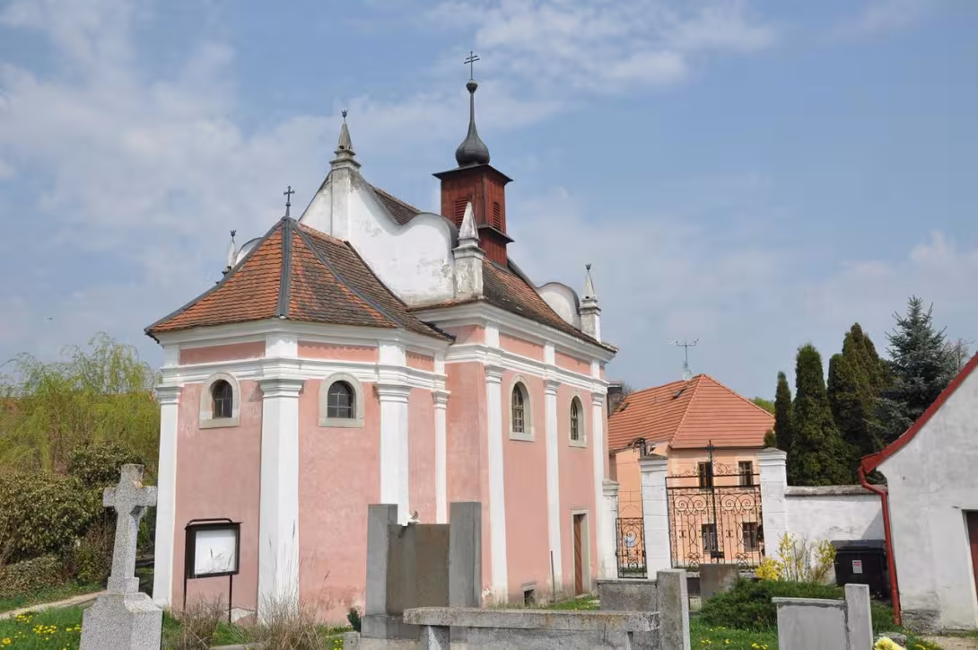 Dnešní pohled – kostel svatého Kříže (Slavonice)