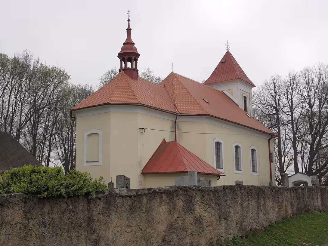 Dnešní pohled – kostel svatého Václava (Branišov)