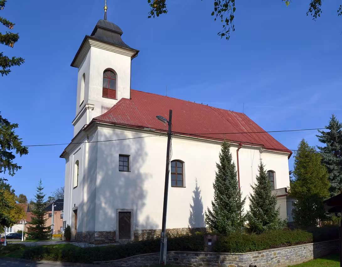 Dnešní pohled – kostel svatých Petra a Pavla (Křoví)