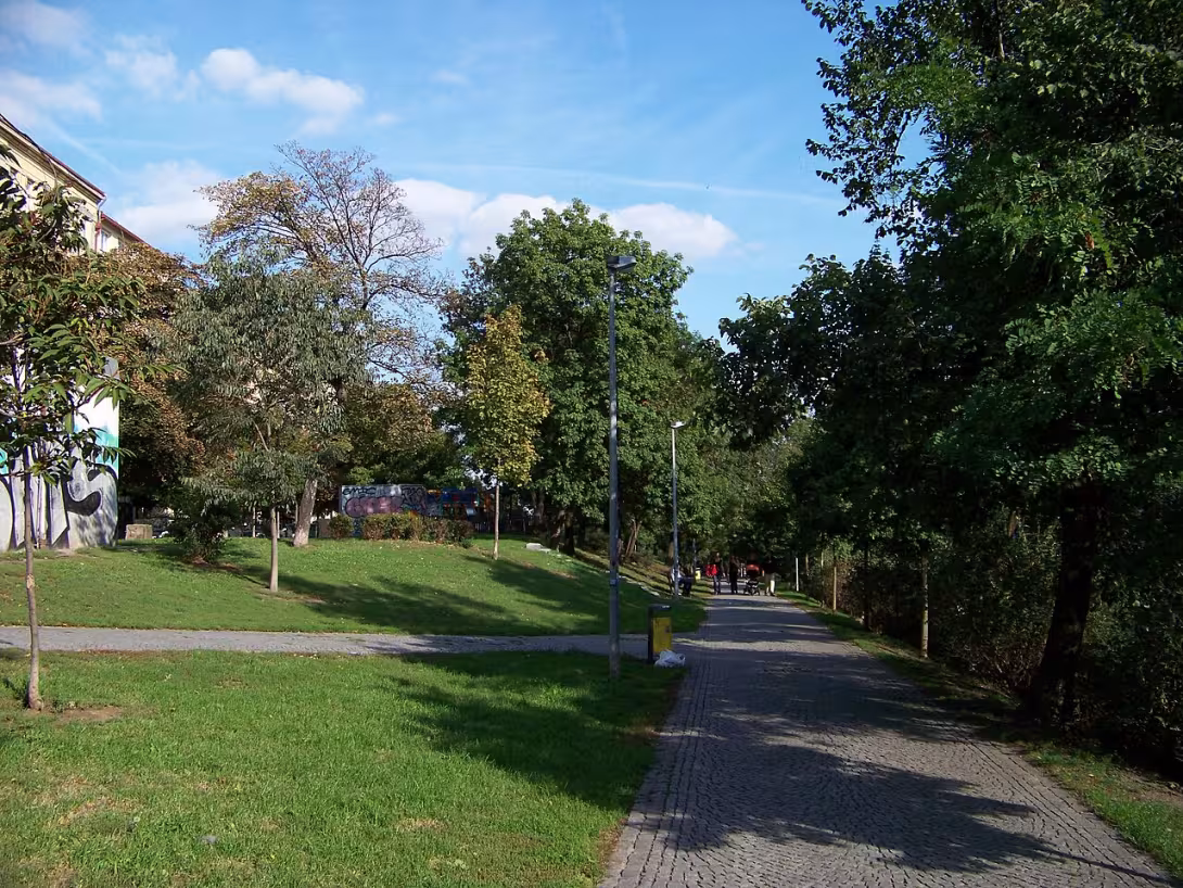 Dzisiejszy widok – Bezručovy sady (Praha)