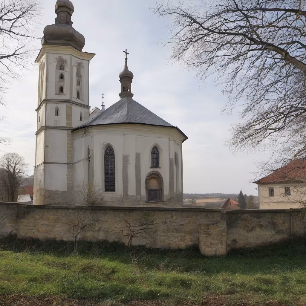 Historická podoba – Kostel Nanebevzetí Panny Marie (Velešice)