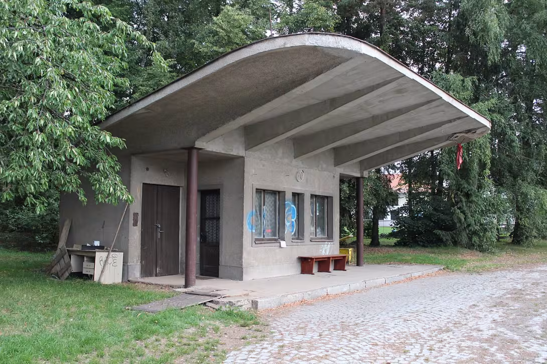 Dnešní pohled – čerpací stanice Milín