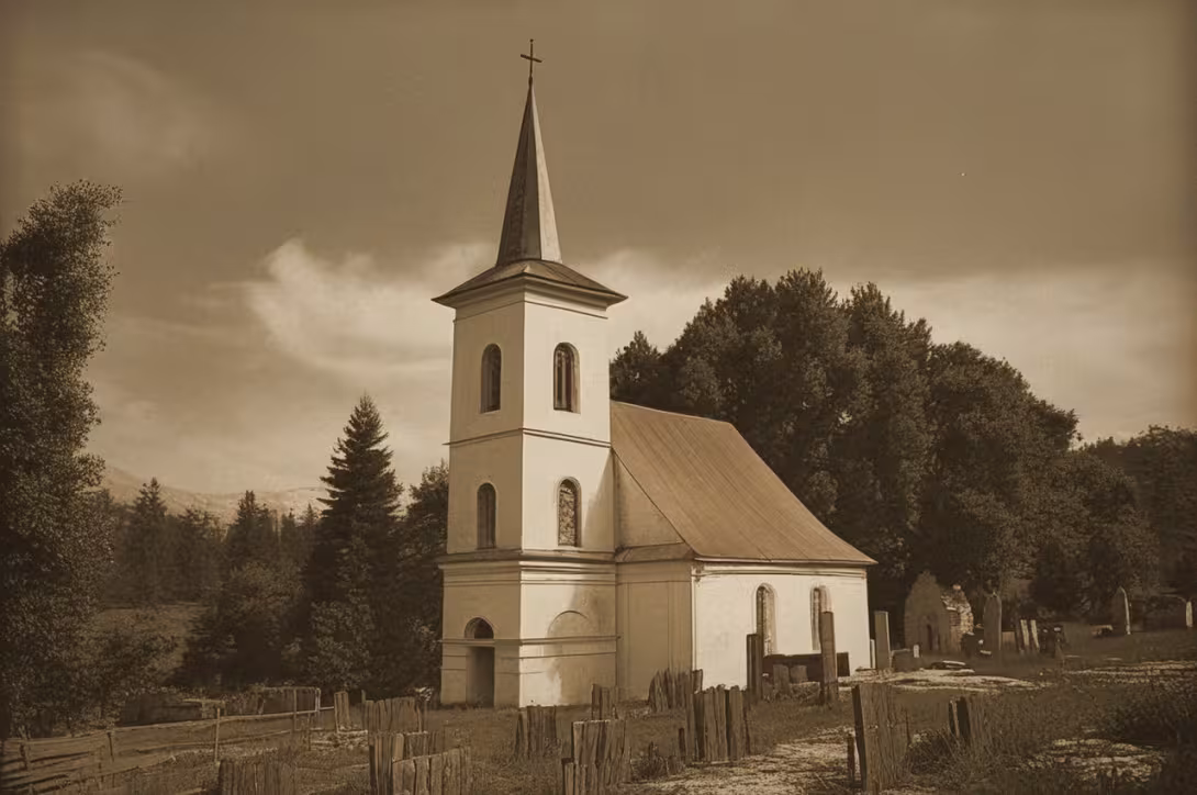 Historická podoba – evangelický kostel v Sázavě