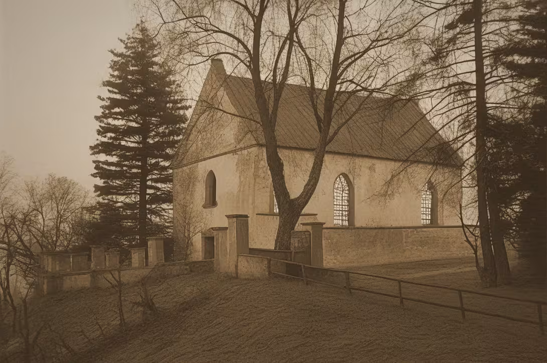 Wygląd historyczny – evangelický kostel ve Strměchách