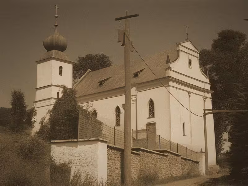 Historická podoba – kostel Navštívení Panny Marie (Běšiny)