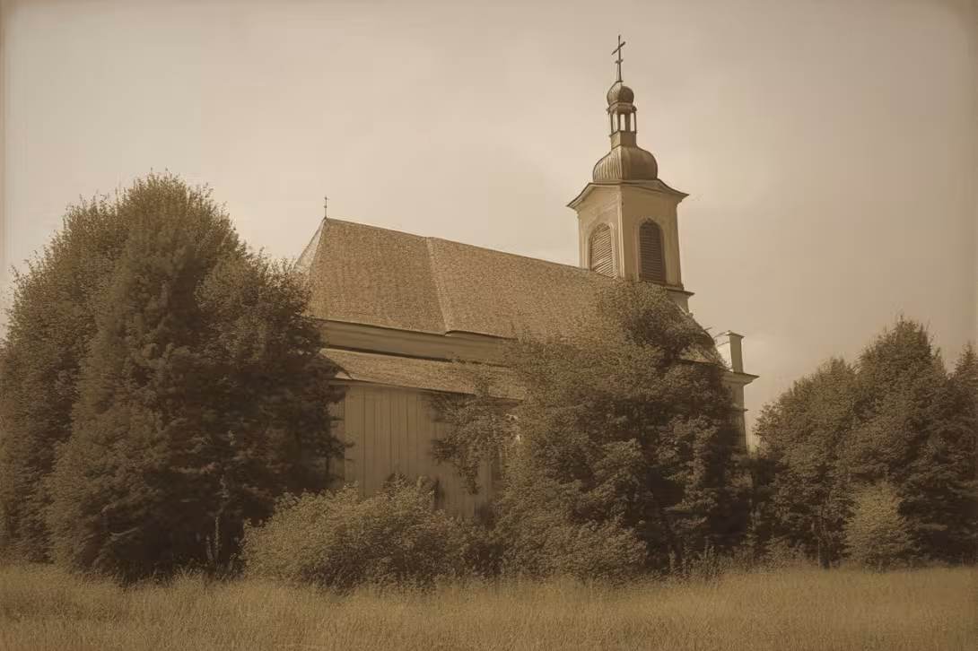 Historická podoba – Kostel svaté Barbory (Louky)