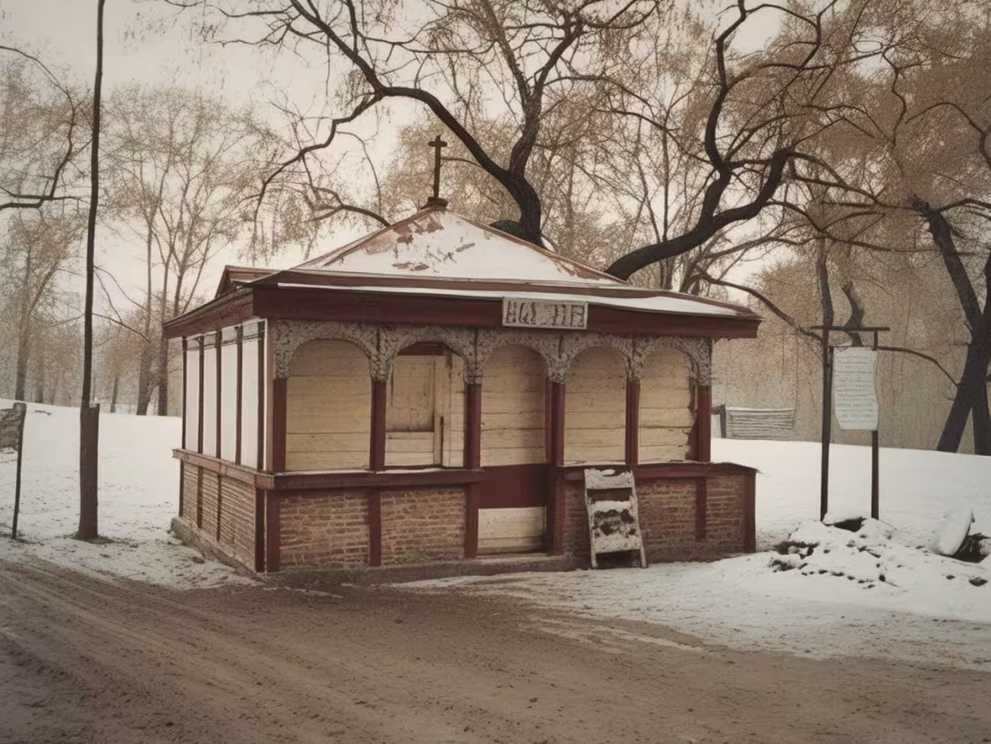 Historická podoba – kubistický kiosek ve Vrchlického sadech