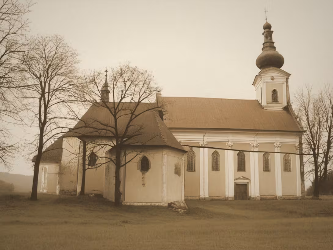 Historical appearance – poutní kostel Panny Marie Sněžné s kaplí